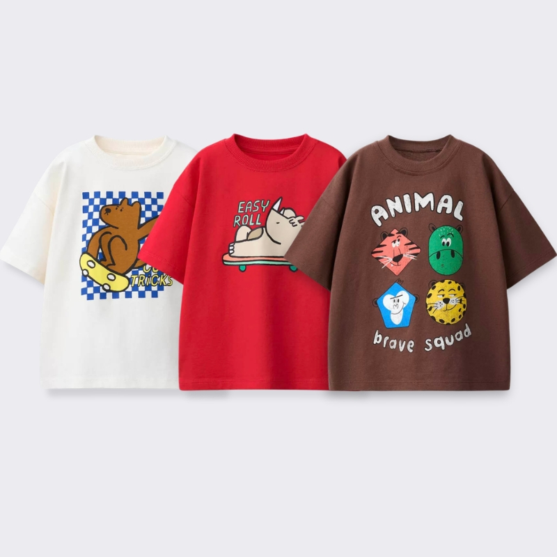Baby Clothing For Summer - تي شيرت مطبوع عليه رسوم كرتونية