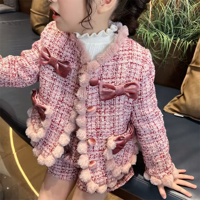 Baby Clothing Designer - طقم شورت ومعطف تويد للفتيات الصغار
