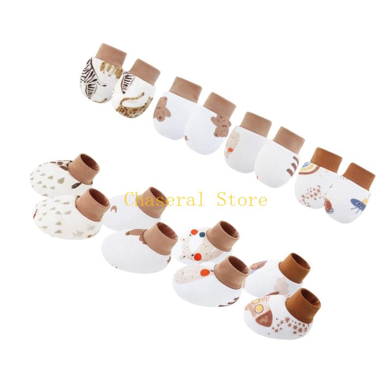 E7CE 4 مجموعة قفازات قطنية مقا - مراجعة Baby Mittens Scratch وسعره